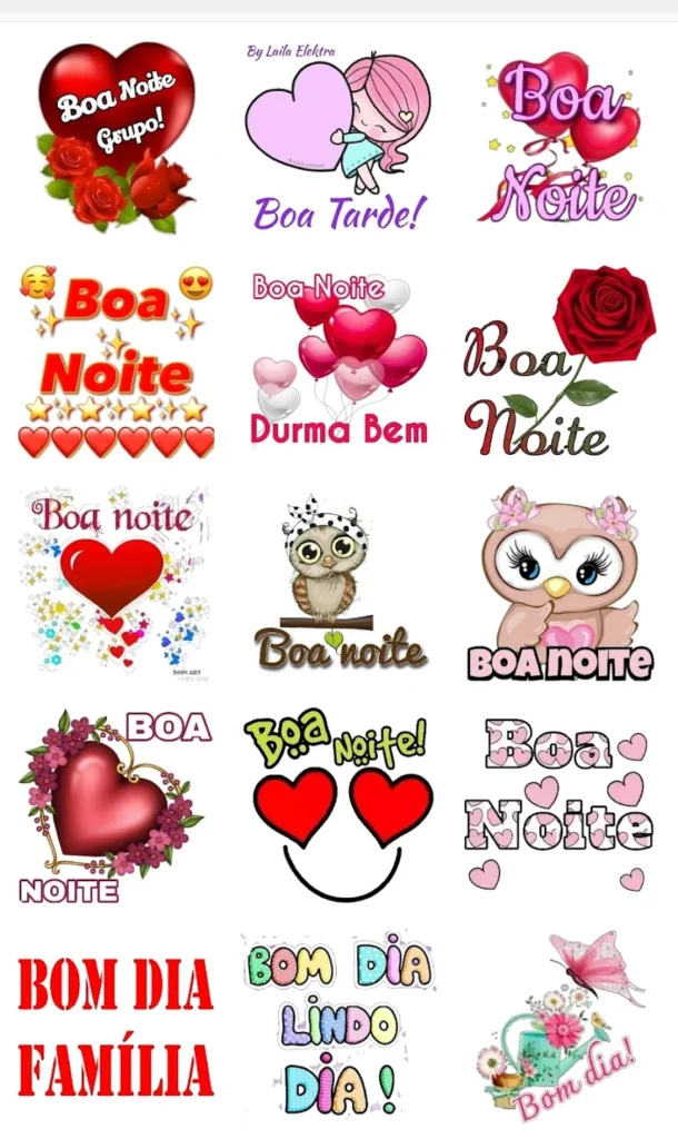 figurinhas, bom dia, boa noite