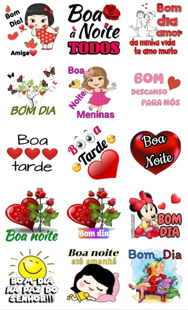 figurinhas, bom dia, boa noite